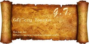 Géczy Toszka névjegykártya